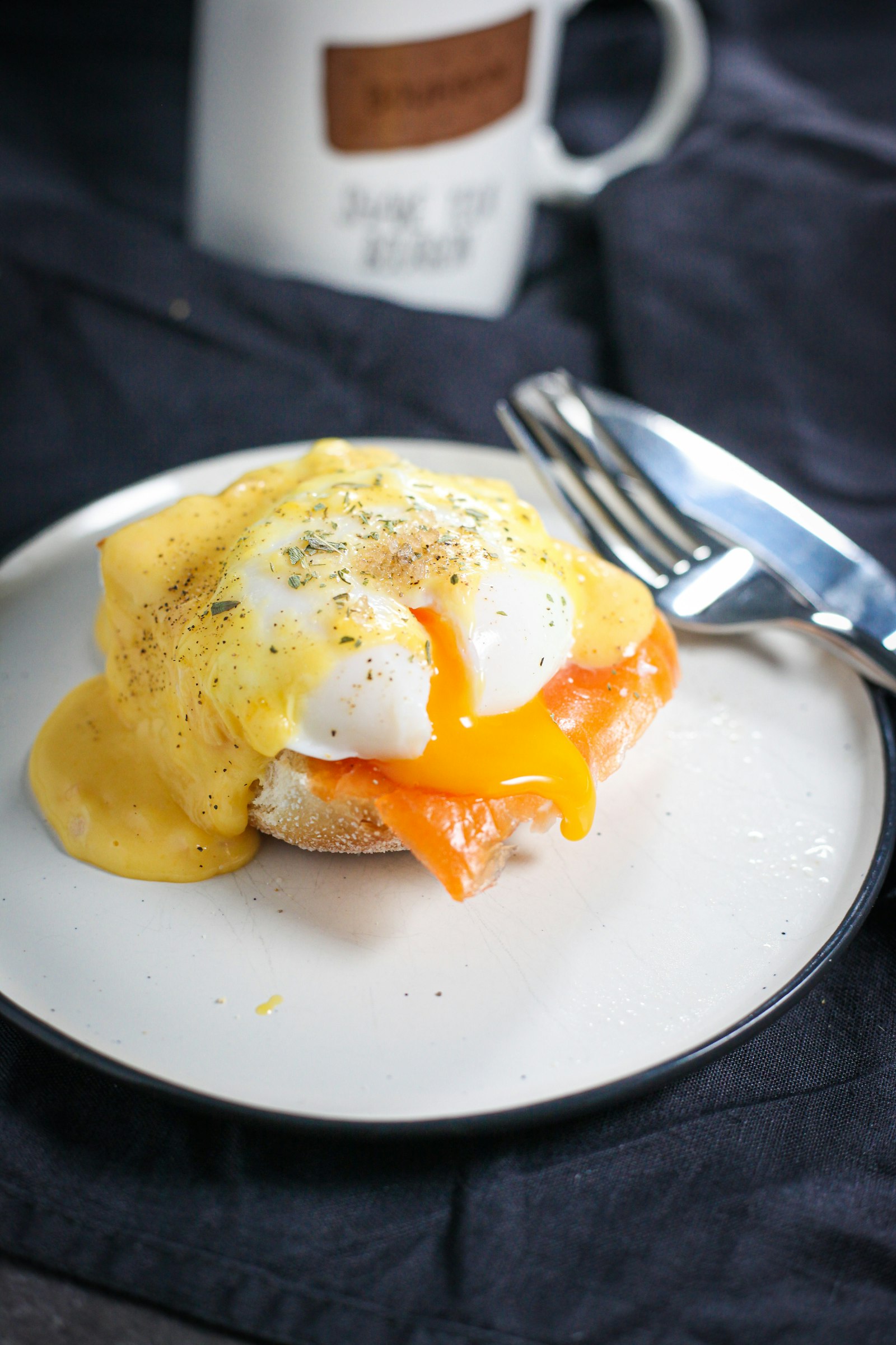 Eggs Benedict with a perfectly poached egg and hollandaise